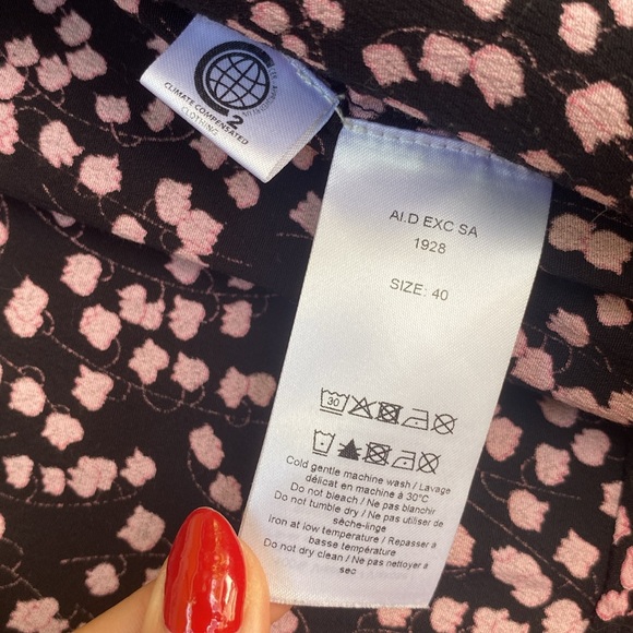 GANNI black and pink floral wrap midi dress one size fits all - Picture 10 of 11